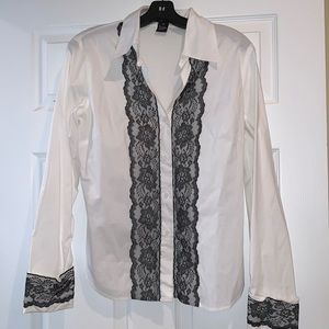 Karen Kane size M white button down with lace